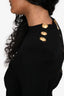 Balmain Black Rib Knit Shoulder Padded Mini Dress Size 40