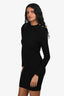 Balmain Black Rib Knit Shoulder Padded Mini Dress Size 40