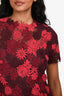 Valentino Red Floral Lace Short Sleeve Midi Dress Size 4 with Slip