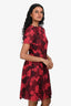 Valentino Red Floral Lace Short Sleeve Midi Dress Size 4 with Slip