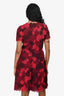 Valentino Red Floral Lace Short Sleeve Midi Dress Size 4 with Slip