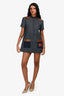 Gucci Blue/Brown Denim/Leather GG Monogram Short Sleeve Mini Dress Size 40