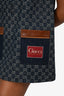 Gucci Blue/Brown Denim/Leather GG Monogram Short Sleeve Mini Dress Size 40