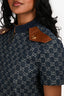 Gucci Blue/Brown Denim/Leather GG Monogram Short Sleeve Mini Dress Size 40
