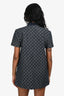 Gucci Blue/Brown Denim/Leather GG Monogram Short Sleeve Mini Dress Size 40