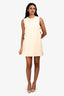 Christian Dior Wool/Silk Cream Button Side Short Sleeve Dress Size 2 US