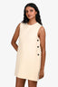 Christian Dior Wool/Silk Cream Button Side Short Sleeve Dress Size 2 US