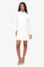 Burberry White Ruffle Detailed Mandarin Collar Long Sleeve Shirt Dress Size 2 US