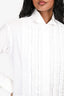Burberry White Ruffle Detailed Mandarin Collar Long Sleeve Shirt Dress Size 2 US