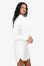 Burberry White Ruffle Detailed Mandarin Collar Long Sleeve Shirt Dress Size 2 US