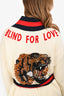 Gucci Cream Beaded Embellished Tiger 'Blind For Love' Long Cardigan with Belt Size S