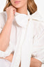 Red Valentino White Puff Sleeve Neck Tie Shirt Size 38