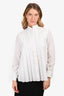 Sacai 2017 White Pleated Front Button-Up Shirt Size 2