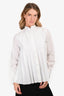 Sacai 2017 White Pleated Front Button-Up Shirt Size 2