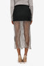Prada 2022 Runway Grey Wool/Mesh Crystal Embellished Feather Midi Skirt Size 38