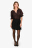 Valentino Black Silk Pleated Scalloped Mini Skirt Size 36