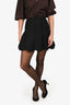 Valentino Black Silk Pleated Scalloped Mini Skirt Size 36