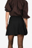 Valentino Black Silk Pleated Scalloped Mini Skirt Size 36