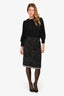 Pre-Loved Chanel™ Black/Grey Check Pattern Tweed Midi Skirt Size 34