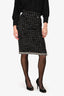 Pre-Loved Chanel™ Black/Grey Check Pattern Tweed Midi Skirt Size 34
