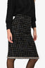 Pre-Loved Chanel™ Black/Grey Check Pattern Tweed Midi Skirt Size 34