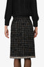 Pre-Loved Chanel™ Black/Grey Check Pattern Tweed Midi Skirt Size 34