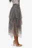 Brunello Cucinelli Grey Tulle Layered Skirt Size 2