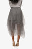 Brunello Cucinelli Grey Tulle Layered Skirt Size 2