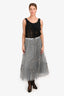 Valentino Grey Sequin/Beaded Butterfly Tulle Midi Skirt Size 4