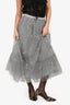 Valentino Grey Sequin/Beaded Butterfly Tulle Midi Skirt Size 4