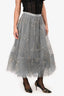 Valentino Grey Sequin/Beaded Butterfly Tulle Midi Skirt Size 4
