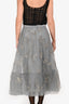 Valentino Grey Sequin/Beaded Butterfly Tulle Midi Skirt Size 4