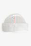 Prada 2021 White/Red Logo Printed Beanie Size M