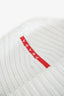 Prada 2021 White/Red Logo Printed Beanie Size M