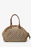 Gucci Beige/Brown GG Canvas Leather Trimmed Sukey Top Handle With Strap