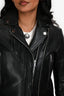 Sandro Black Lambskin Fringe Moto Jacket Size 1