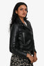Sandro Black Lambskin Fringe Moto Jacket Size 1