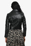 Sandro Black Lambskin Fringe Moto Jacket Size 1