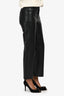 Maje Black Leather Straight-Leg Pants Size 36