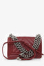 Pre-Loved Chanel™ 2020/21 Burgundy Caviar Chevron Small Boy Bag