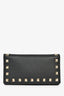 Valentino Black Leather Rockstud Small Wallet with Removable Pouch