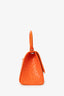 Balenciaga Orange Croc Embossed Small Hourglass Top Handle Bag With Strap