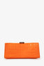 Balenciaga Orange Croc Embossed Small Hourglass Top Handle Bag With Strap