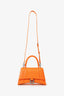 Balenciaga Orange Croc Embossed Small Hourglass Top Handle Bag With Strap
