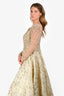 Mac Duggal White/Gold Embellished Long Sleeve Ball Gown Size 6