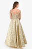 Mac Duggal White/Gold Embellished Long Sleeve Ball Gown Size 6