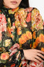 Dolce & Gabbana Black/Multicolour Floral Silk Tie Neck Sheer Blouse Size 46