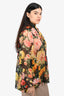 Dolce & Gabbana Black/Multicolour Floral Silk Tie Neck Sheer Blouse Size 46