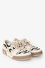 Fendi Beige Leather/Striped Fabric 'Match' Sneakers Size 39