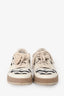 Fendi Beige Leather/Striped Fabric 'Match' Sneakers Size 39